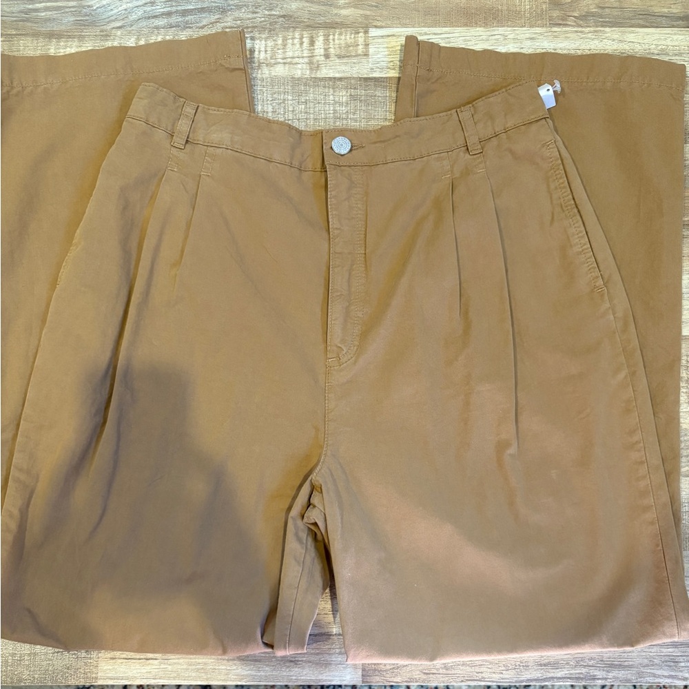 Frame Pleat Front Wide Leg Camel Chinos/Pants - Picture 6 of 16